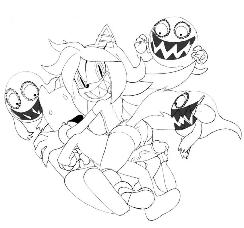 anthro ass bodily_fluids boo_(sonic) bound breasts clenched_teeth fan_character female genital_fluids ghost group male penis possession precum ravrous sonic_(series) sonic_the_hedgehog_(series) spirit straight sweat vein veiny_penis