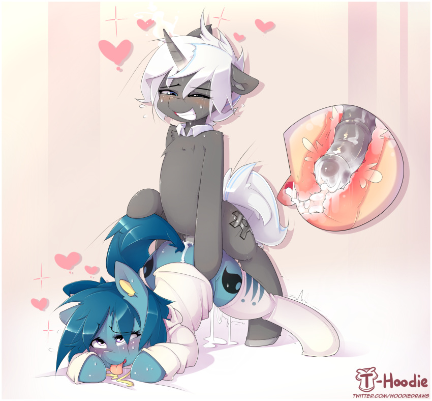 2boys ahe_gao ambiguous_gender anal animal_genitalia animal_penis anthro blue_body blue_eyes blue_fur blue_hair bodily_fluids clothing cum cum_in_ass cum_inside equid equine equine_penis fan_character femboy fur furry genital_fluids grey_body grey_fur hair heart hi_res hoodie hoodie_(artist) horn horse internal josou_seme looking_pleasured male male_only mammal my_little_pony penis pony purple_eyes sex showers_the_vaporeon steel_gear tongue topwear trap trap_on_trap unicorn white_hair yaoi