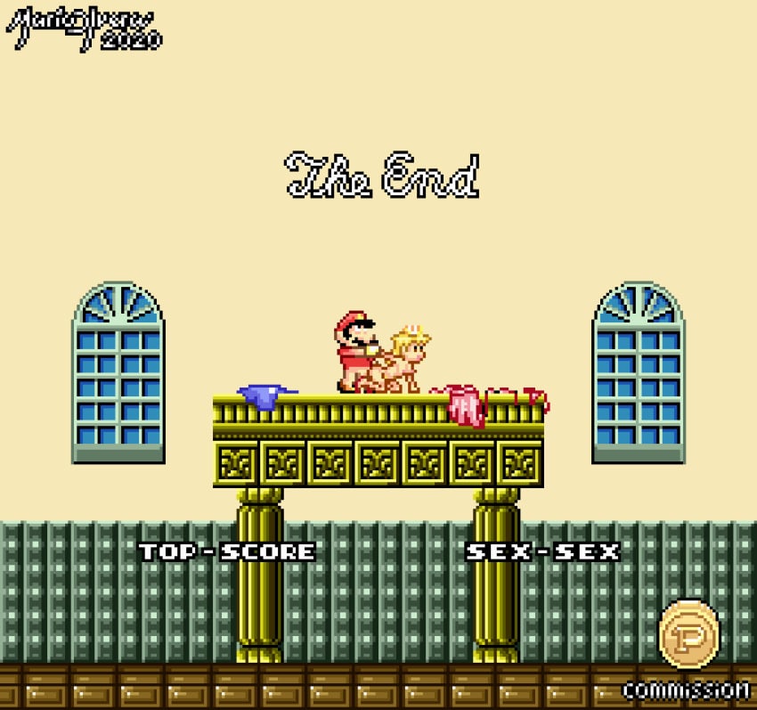 16-bit animated clothes_on_floor doggy_style ending mario mario_(series) mayin nintendo pixel_art points princess_peach snes super_mario_all-stars super_mario_bros._2