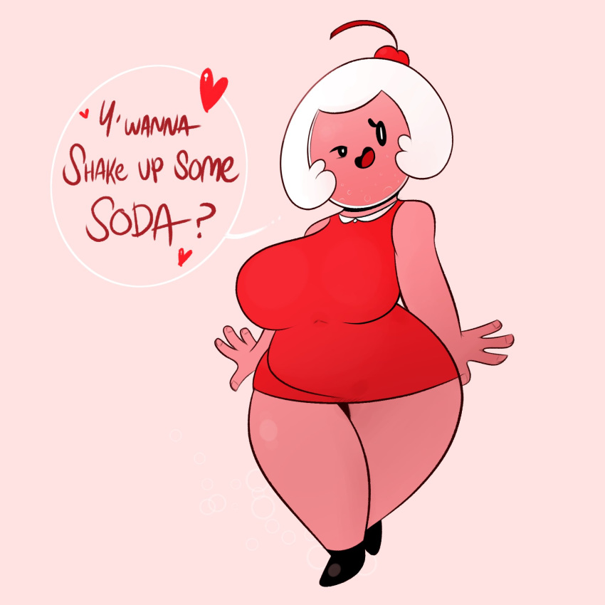 adventure_time big_breasts cartoon_network cherry cherry_cream_soda female ota_(artist) simple_background thick_thighs white_hair