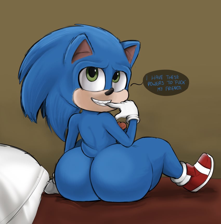 2019 anthro ass big_ass big_ass_(male) big_butt black_nose blackwhiplash blue_body blue_hair bwl clothing cute dialogue english_text eulipotyphlan exposed_torso femboy footwear gloves green_eyes hair handwear hedgehog humanoid large_ass looking_back male male_only mammal mostly_nude mouth_hold movie_sonic paramount_pictures penis sega shoes simple_background sitting solo sonic_(series) sonic_the_hedgehog sonic_the_hedgehog_(film) sonic_the_hedgehog_(series) speech_bubble teapot_(body_type) teeth text