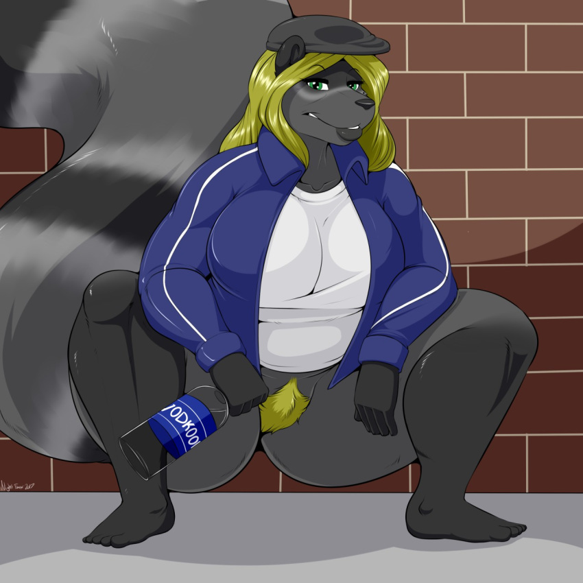 1:1 alcohol ass beverage big_butt female female_focus female_only hi_res mammal mature_female naomi_rasputin nightfaux original original_character procyonid pubes raccoon vodka