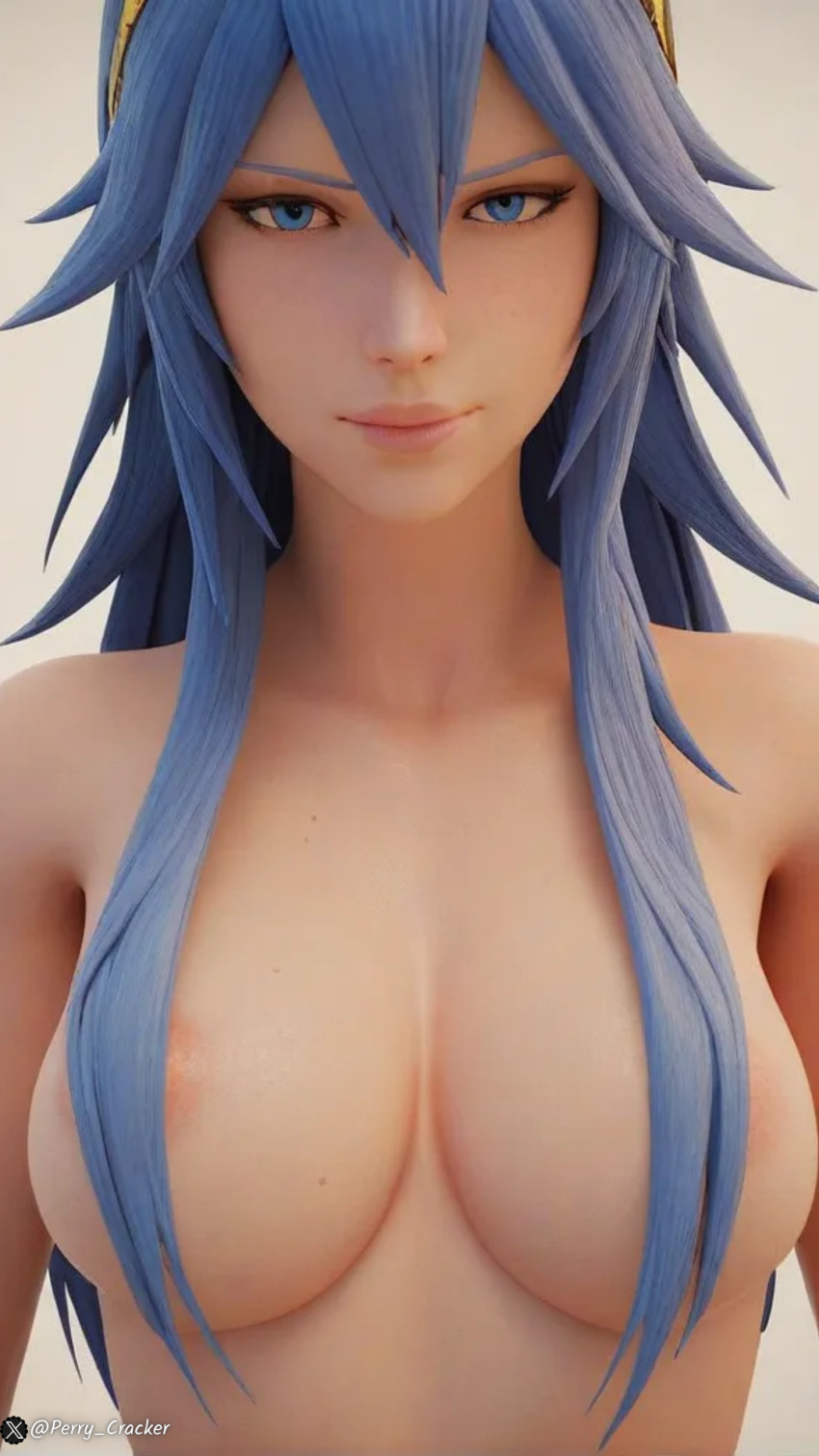 1girls 3d ai ai_generated blue_eyes blue_hair breasts close-up female female_only fire_emblem fire_emblem_awakening hair_over_nipples intelligent_systems long_hair looking_at_viewer lucina_(fire_emblem) naked naked_female nintendo nipples nude nude_female one_color_background perry_cracker watermark white_background