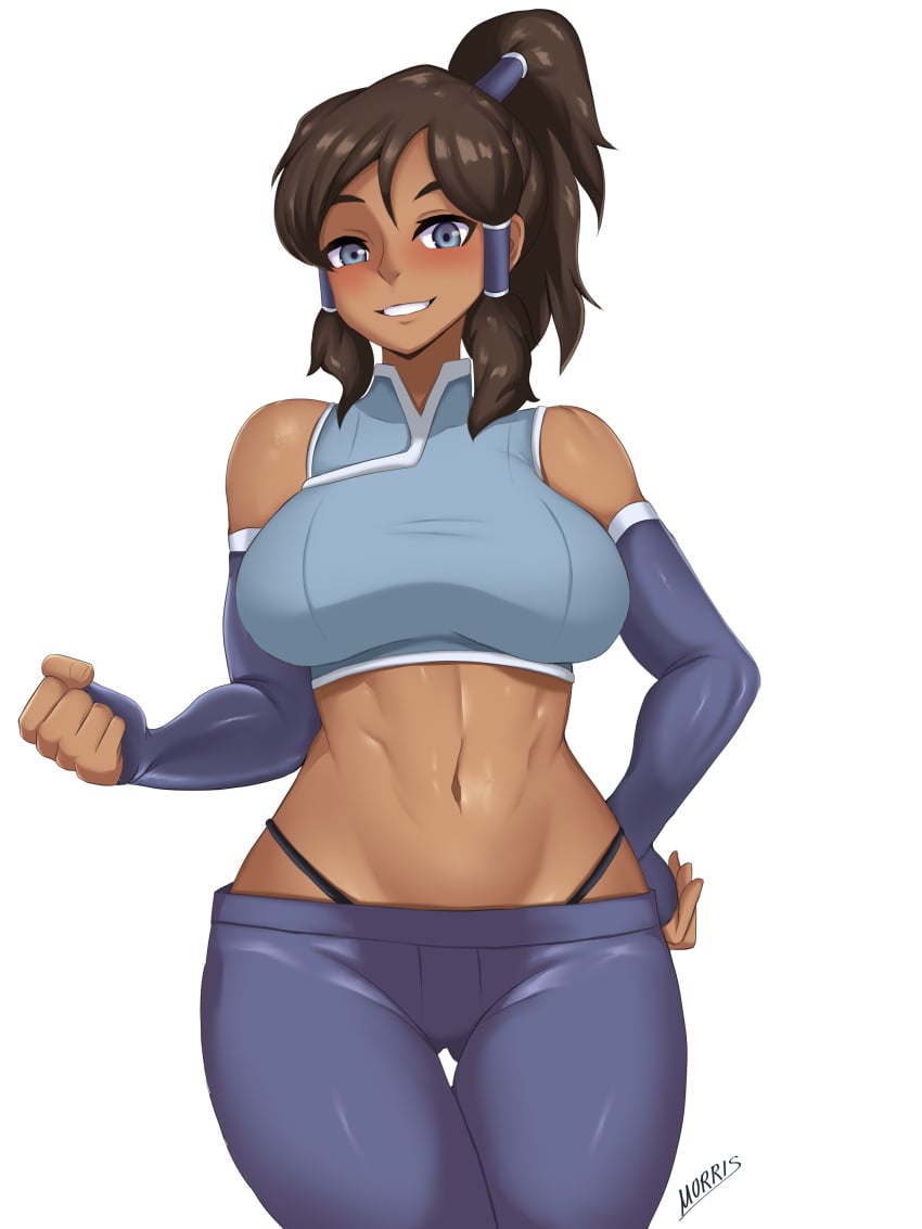 1girls artist_name avatar_legends blue_eyes brown_hair female female_only g-string korra morris the_avatar the_legend_of_korra water_tribe