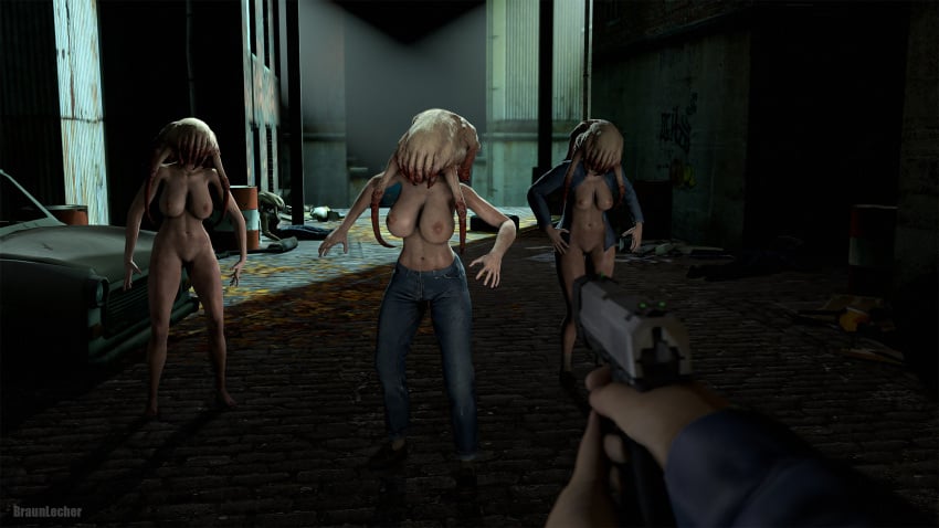 16:9 1boy 1male 3d 3females 3girls areola areolae bare_breasts big_breasts braun_lecher breasts breasts breasts female female_headcrab first_person_view half-life half-life_2 headcrab holding_weapon hornycrab_(soldierhunterm) jeans male_pov moyachnik nipples pants ravenholm source_filmmaker tagme topless topless_female valve weapon zombie zombie_girl zombie_pose