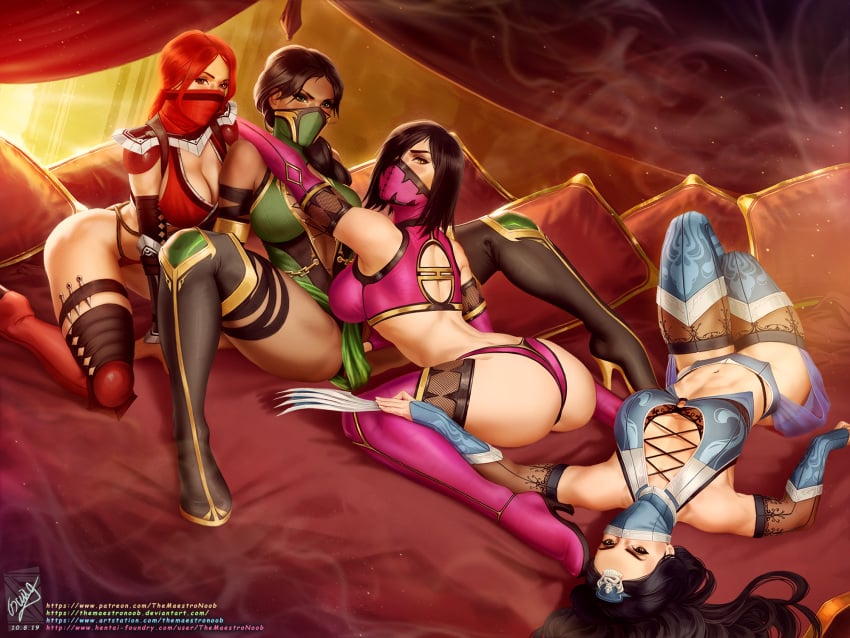 2d 4girls ass breasts cleavage dark-skinned_female dark_skin female female_only jade_(mk9) jade_(mortal_kombat) kitana kitana_(mk9) mileena mileena_(mk9) mortal_kombat mortal_kombat_(2011) multiple_girls skarlet skarlet_(mk9) themaestronoob