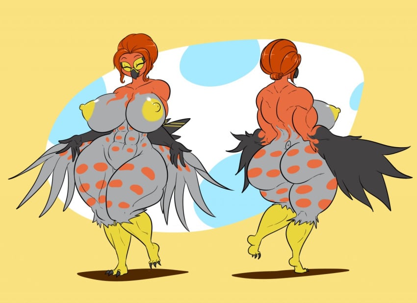 1girls abs anthro anthrofied ass avian back beak big_ass big_breasts bird breasts closed_eyes curvy_figure embrace_(talonflame) feet female hi_res huge_ass huge_breasts kaboozle mature_female muscular muscular_female nintendo nipples non-mammal_breasts original_character pokémon_(species) pokemon pokemon_(species) pokemon_xy pussy sideboob smile solo source_request talonflame thick_thighs video_games voluptuous wide_hips wings yellow_border yellow_nipples