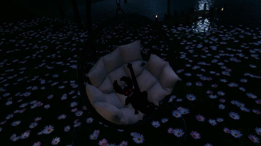 balls dinwar hobkin hyper hyper_balls hyper_penis laying_down laying_on_back looking_at_viewer penis small_but_hung suggestive_pose vrchat