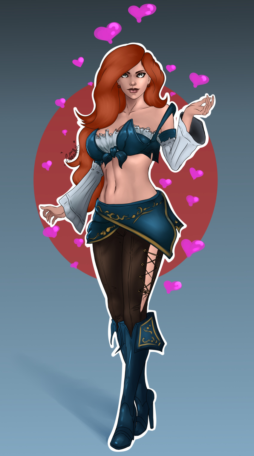 1girls cybraxhell female female_only full_body human league_of_legends miss_fortune solo standing