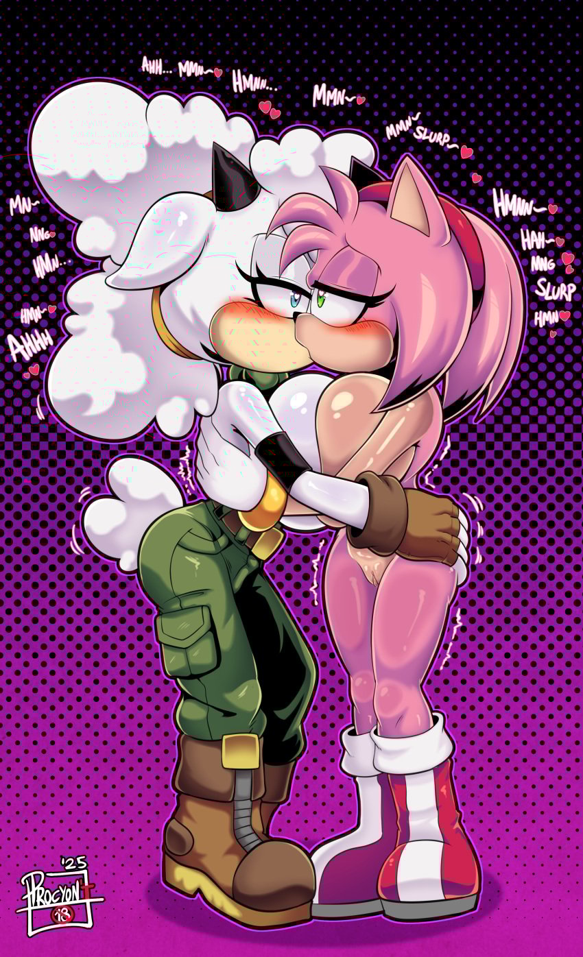 1girls 2girls amy_rose big_breasts boots breast_press breast_squeeze breasts breasts_out commission commissions_open female female/female female_focus furry furry_female gloves green_eyes heart_eyes hug huge_breasts kissing lanolin_the_sheep lesbian_kiss mobian_(species) onomatopoeia pink_hair procyon&#039;t procyonsfw_star semi_nude sonic_(series) sonic_the_hedgehog_(comics) sonic_the_hedgehog_(idw) sonic_the_hedgehog_(series) squeezing_breast standing text tits_out tongue tongue_kiss white_hair yuri