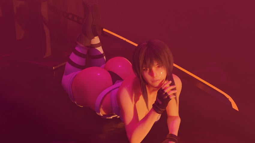 1girls 3d 3d_(artwork) 3d_model angrykarakuri ass female ghost_in_the_shell kusanagi_motoko leotard lying lying_on_stomach solo strapless_leotard