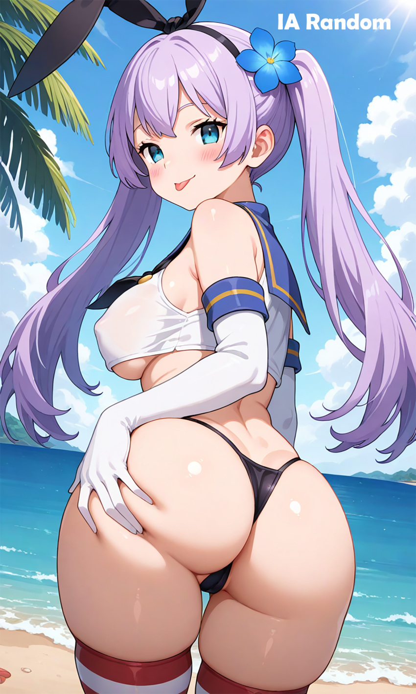 ahegao_face ai_generated beach behind big_ass big_breasts bikini breasts colombian cosplay female kyria kyria_vtuber sex shimakaze_(cosplay) tears virtual_youtuber vtuber