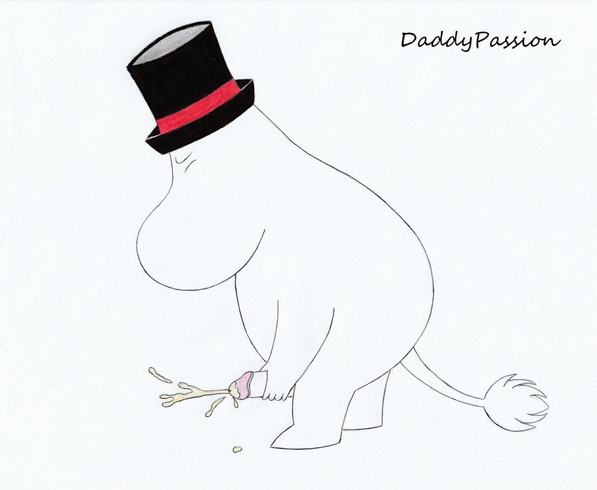 anthro balls bodily_fluids clothing cum daddypassion erection genital_fluids genitals hat headgear headwear hi_res humanoid_penis male male_only mature_(disambiguation) moominpappa moomins nude penis solo the_moomins top_hat