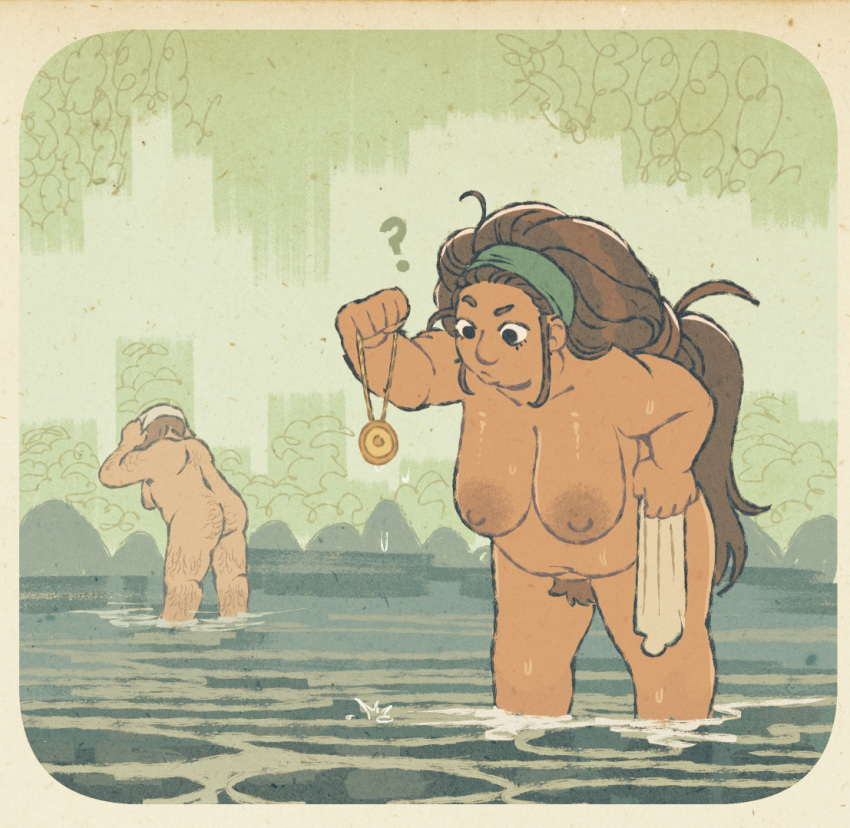 1boy 1girls breasts chubby dwarf female male naked nude pubic_hair pussy sir_angre tagme taylor_titmouse tourmaline_(taylor_titmouse) trans_man transmasc water
