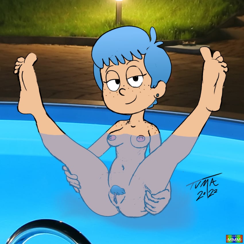 1girls alternate_version_available amphibia areolae belly blue_hair blush breasts color disney disney_channel earrings edit feet female freckles legs_up light-skinned_female light_skin looking_at_viewer nipples nude nude_female pool pose pubic_hair pussy rick2tails seductive smile solo spread_legs terri_(amphibia) v_spread_legs vagina water
