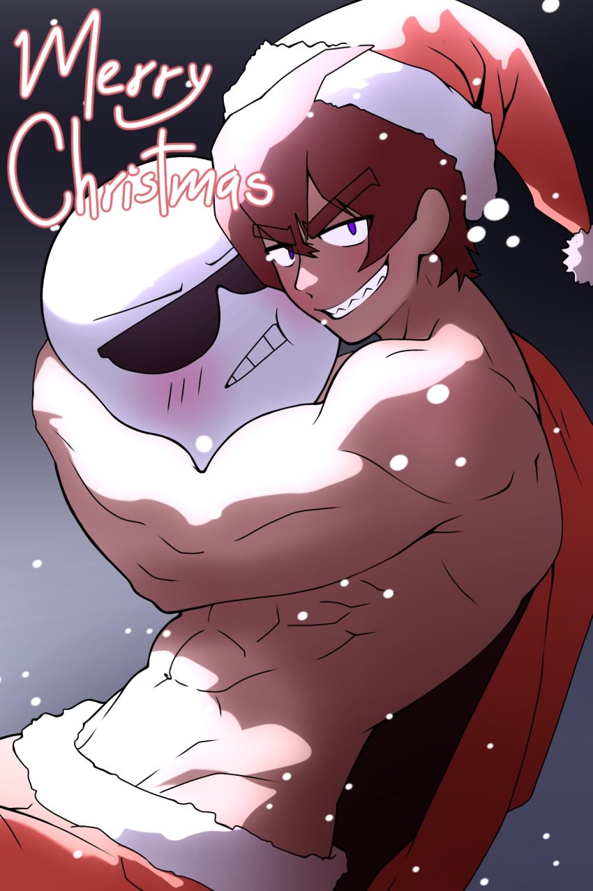 ai_generated bara christmas christmas_outfit male male_only muscular muscular_male oc original_character rex_(zeta_ka) safe safe_for_work zeta_ka zeta_ka_(character)