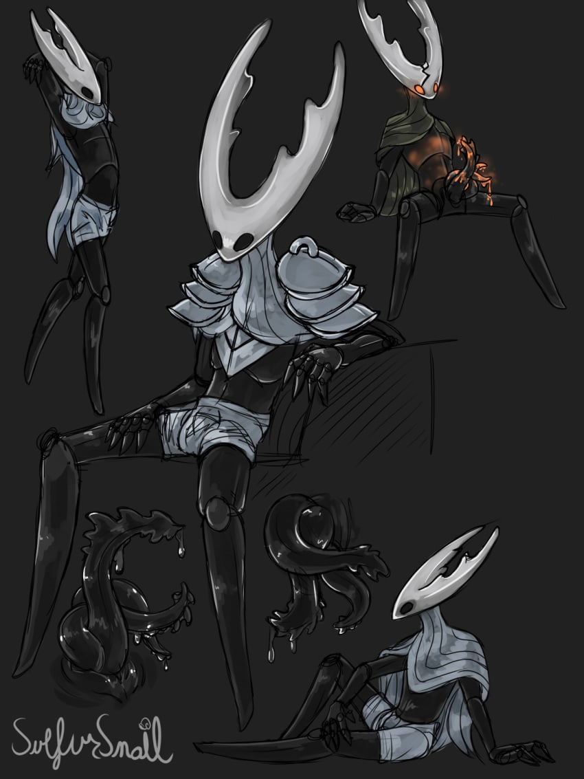 5_fingers animal_genitalia anthro armor arthropod black_body bodily_fluids boxers_(clothing) cloak clothed clothing cum digital_media_(artwork) erection featureless fingers genital_fluids genital_slit genitals hi_res hollow_knight hollow_knight_(character) infection internal_balls internal_testicles looking_at_viewer male mature_male penis penis_tentacles pure_vessel simple_background sketch slit solo sulfur_snail_(artist) tentacle topless underwear unusual_genitalia unusual_penis vessel vessel_(species) video_games