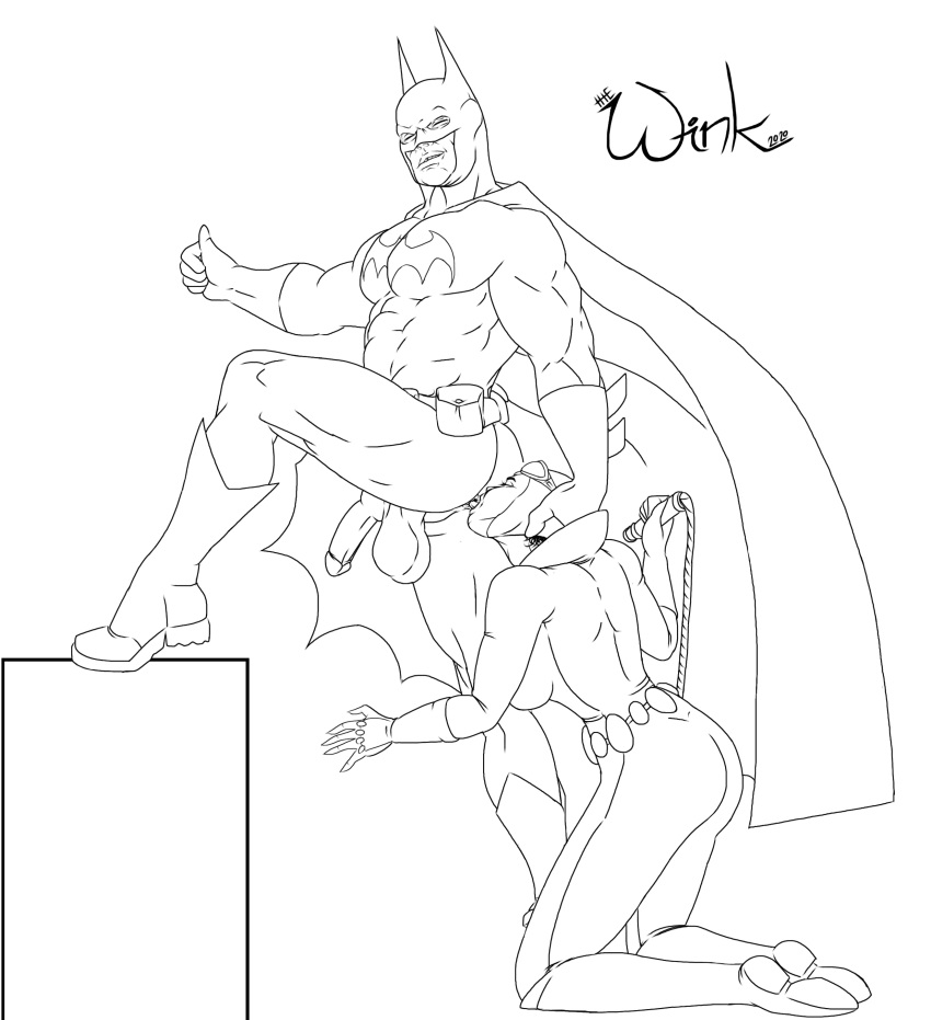 1boy 1boy1girl 1girls 2019 anilingus anus artist_name ass balls batman batman_(series) bruce_wayne butt catwoman closed_eyes dated dc dc_comics eyes_closed female funny goggles goggles_on_head hand_on_head human human_only lick licking line_art male male_anilingus monochrome nude nudity oral oral_sex penis rimjob rimming selina_kyle sex signature straight superhero supervillainess testicles thewink thumbs_up tongue tongue_out uncensored