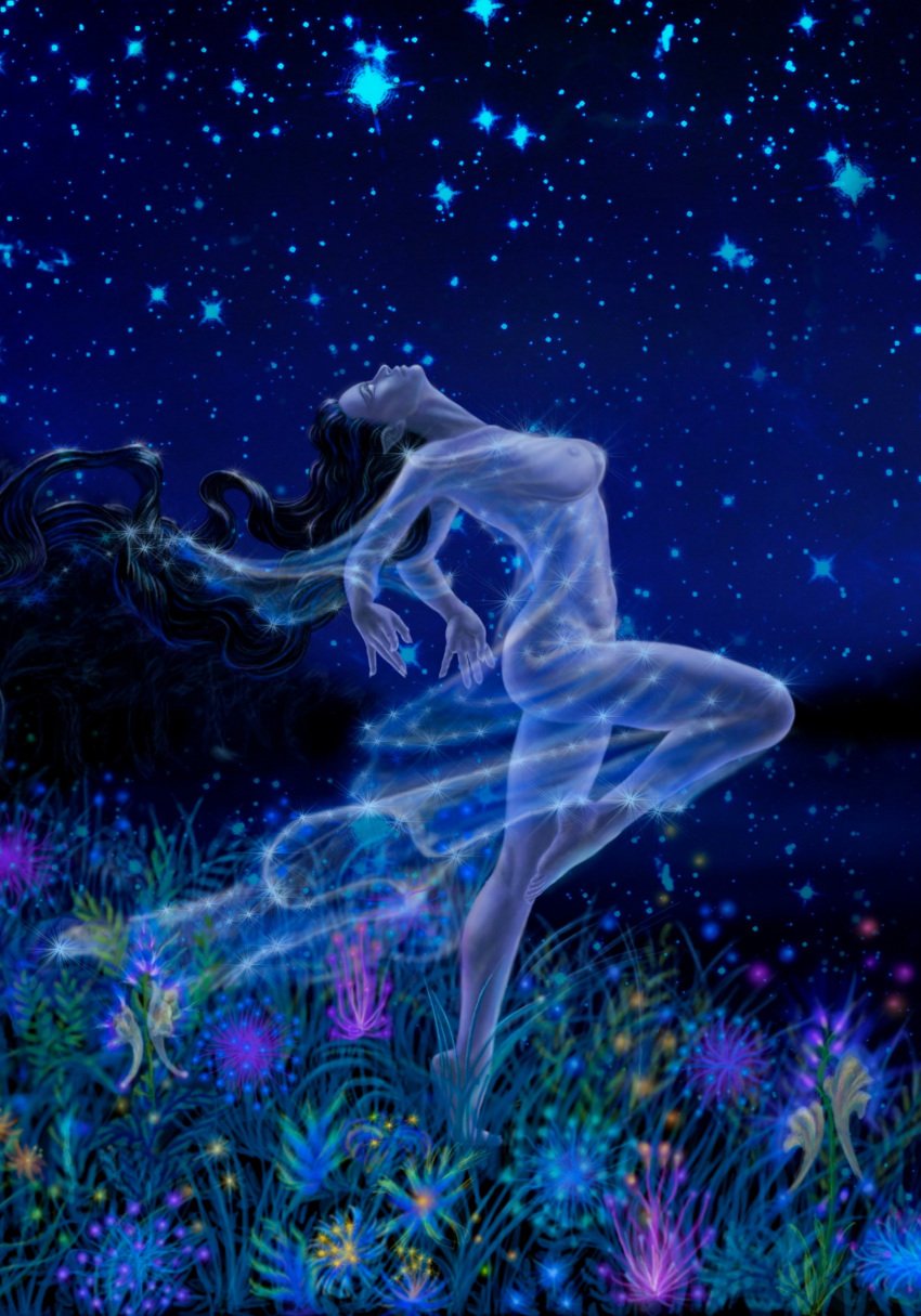 1girls black_hair dancing dress edit elf elf_ears female female_only large_breasts legs lord_of_the_rings luthien_tinuviel nipples see-through solo solo_female the_silmarillion thighs