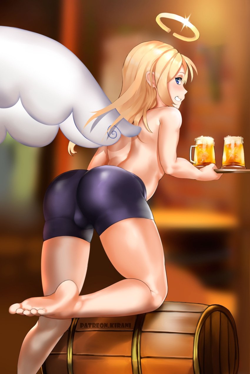 1boy angel angel_boy angel_wings ass back balls barefoot beer bike_shorts blond_hair blond_hair_male blond_male blonde_hair blonde_hair_male blonde_male blue_eyes blue_eyes_male bulge clothing crimvael cute cute_male feet femboy fit fit_male flat_chest halo ishuzoku_reviewers kirani light-skinned_male light_skin male male_focus male_only monster_boy penis shirtless shirtless_male soles solo solo_focus solo_male toes topless topless_male white-skinned_male white_skin wings