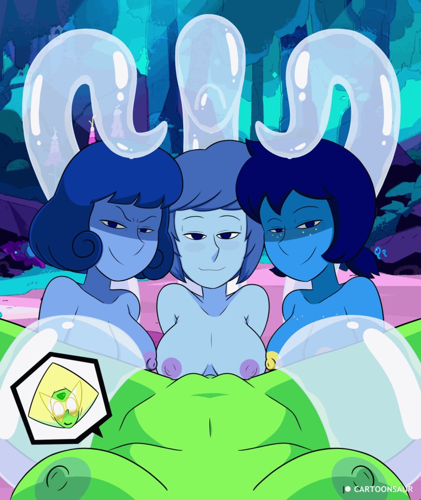 4girls animated areolae bedroom_eyes big_breasts blue_eyes blue_hair blue_skin blush bound_legs cartoon_network cartoonsaur female female_only female_pov ffff_foursome foursome freckles gem_(species) green_nipples green_skin imminent_sex lapis_lazuli_(gem) lapis_lazuli_(steven_universe) leg_grab legs_apart looking_at_another looking_at_viewer magic mean_lapis multiple_girls naughty_face nice_lapis nude orgy peridot_(steven_universe) pov puffy_nipples purple_nipples pussy restrained seductive seductive_smile short_hair smile spread_legs steven_universe tentacle tentacles tied_up yellow_nipples yuri