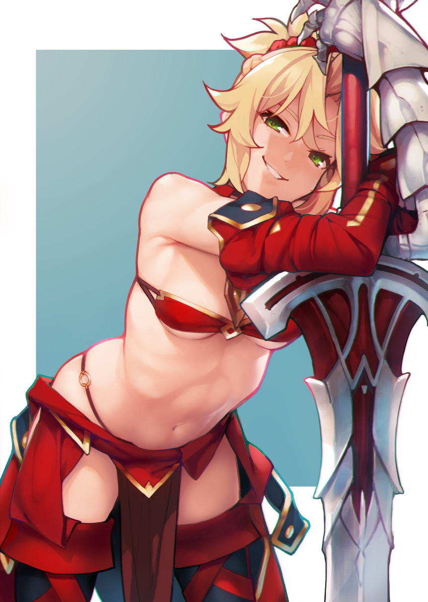 1girls abs ataruman breasts cleavage fate/grand_order fate_(series) female female_only looking_at_viewer mordred_(fate) solo