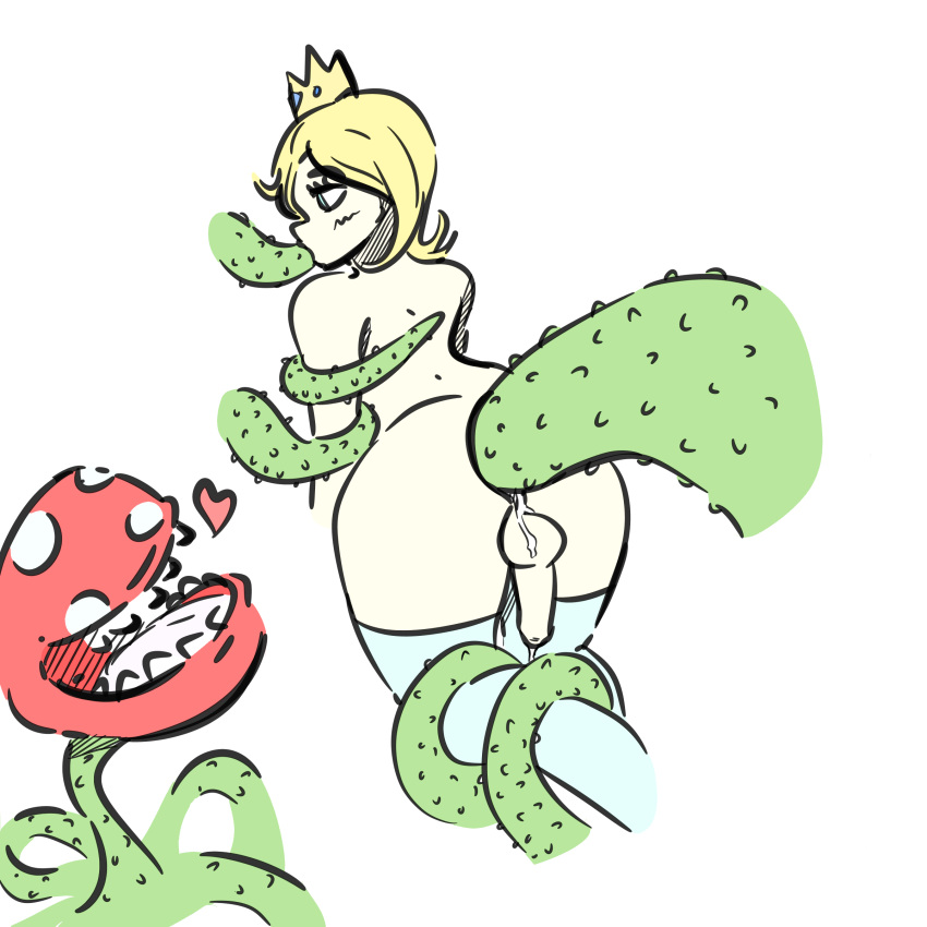 1:1 absurd_res anal balls bodily_fluids bondage bound clothed clothing crossdressing crown cum femboy flora_fauna genderswap_(ftm) genital_fluids genitals girly hair heart hi_res kittyodic_(artist) legwear long_hair male mario_(series) nintendo nude open_mouth oral penis piranha_plant plant princess_peach rule_63 stockings tentacles video_games