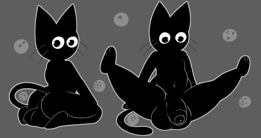 2020 anthro anthrofied ass big_butt big_penis black_body black_eyes black_fur domestic_cat dragon_ball dragon_ball_z felid feline felis front_view fur genitals grey_background hi_res humanoid_penis kneeling looking_at_viewer male male_only mammal multiple_poses not_safe_for_reality nude penis pose rear_view scratch_(dragon_ball) simple_background solo spread_legs spreading thick_thighs whiskers