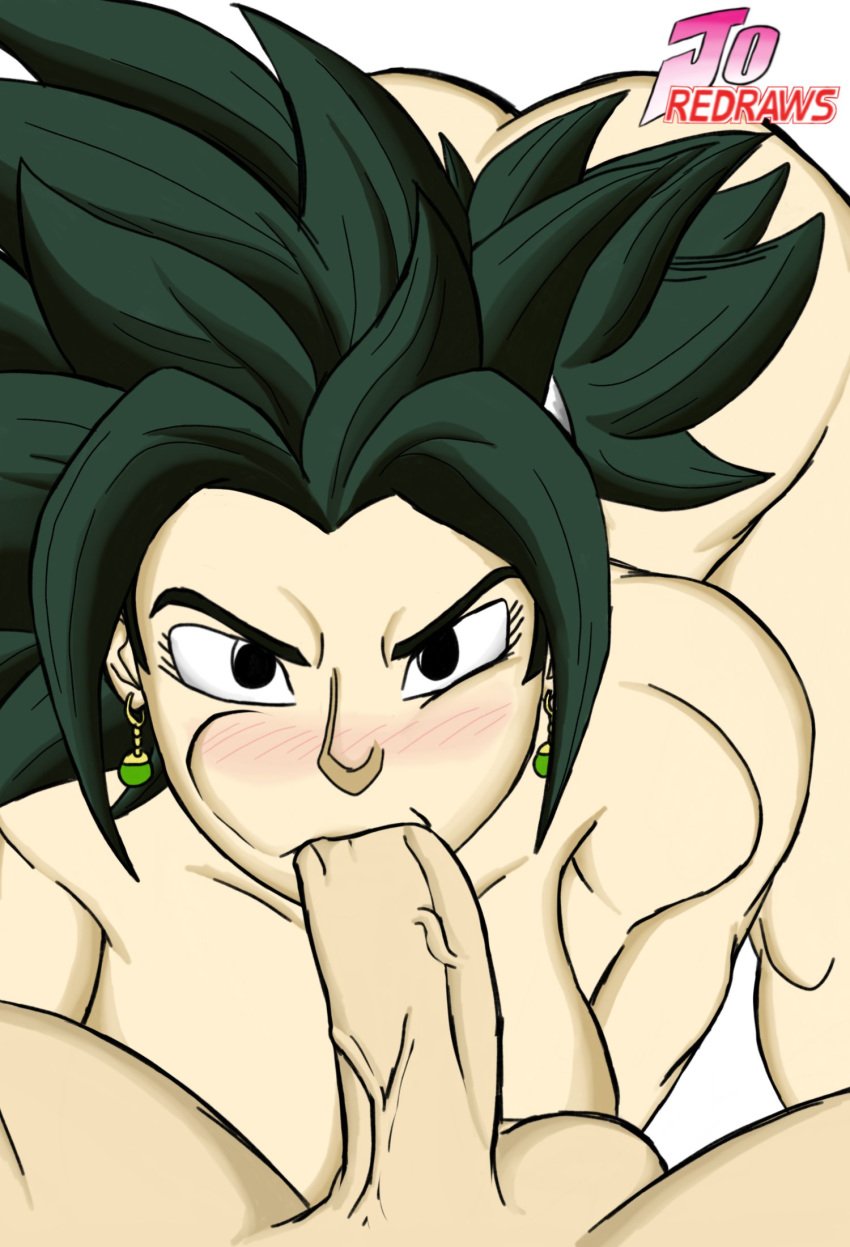 1girls big_ass big_balls big_breasts big_penis black_eyes black_hair blowjob breasts colored dark_green_hair dragon_ball dragon_ball_super earrings fellatio female fusion joredraws kefla light-skinned_female light_skin penis ponytail potara_earrings saiyan short_hair spiky_hair teenager