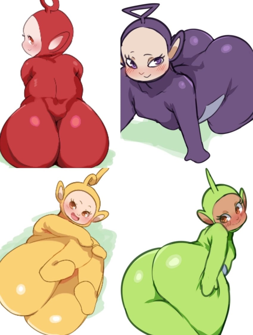 2boys 2girls bent_over butt butt_crack dipsy female_only furry genderbent girly laa-laa lightsource looking_back po_(teletubbies) rear_view tagme teletubbies the_main_teletubbies_cast tinky_winky what why wide_hips