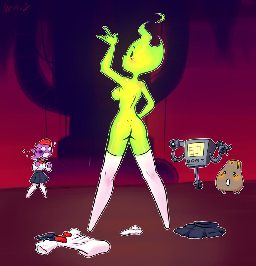 discarded_clothing exhibitionism fuku_fire mettaton nekuzx skateboard_girl tagme undertale vulkin