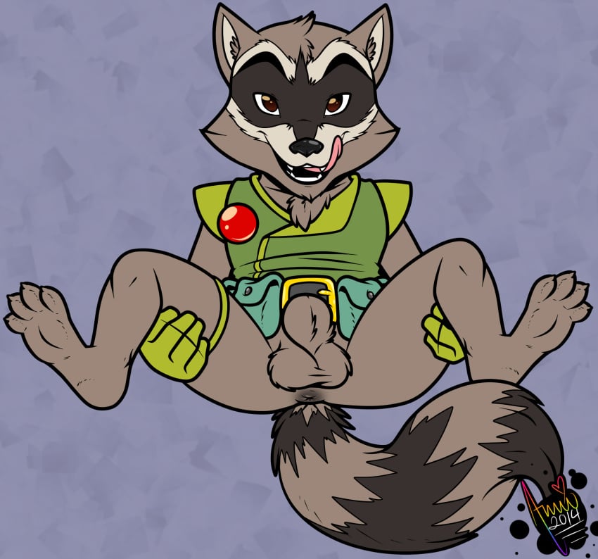 1boy alien amuzoreh anus balls guardians_of_the_galaxy male male_only mammal marvel raccoon rocket_raccoon sheath solo