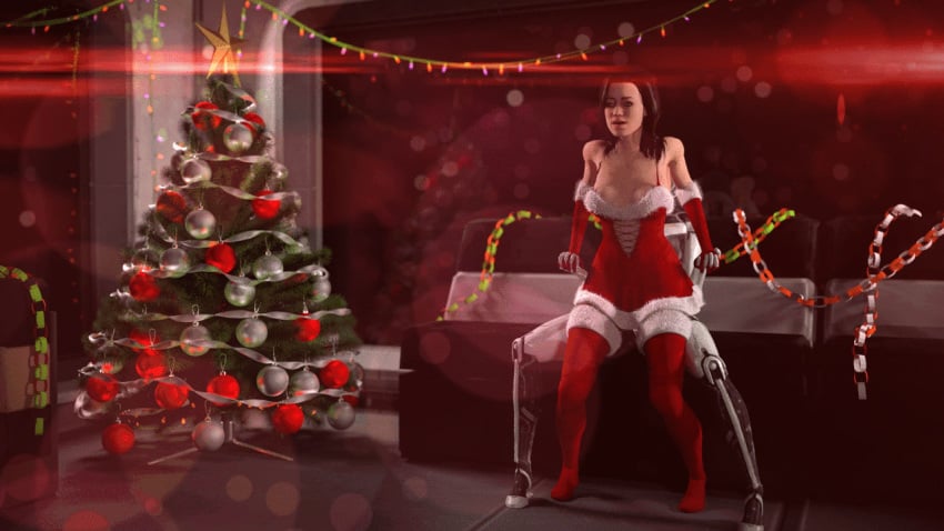 1futa 1girls 3d android animated areola autodesk_maya black_hair breasts christmas christmas_tree cleavage couch curvy dress droid ea edi elbow_gloves erect_nipples female futa_on_female futanari gloves holding_hands intersex interspecies large_breasts long_hair mass_effect mech miranda_lawson nipples no_bra no_underwear reverse_cowgirl_position robot sex sitting ssppp standing thighhighs