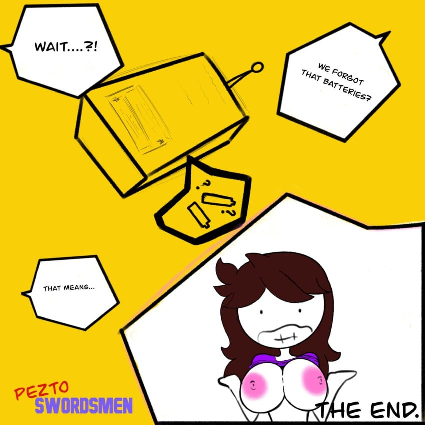 breasts brown_hair dialogue jaiden jaiden_animations jaidenanimations mob_face open_double_aa_battery_compartment peztoswordsmen shirt_lift shrug shrugging tagme text youtube youtuber