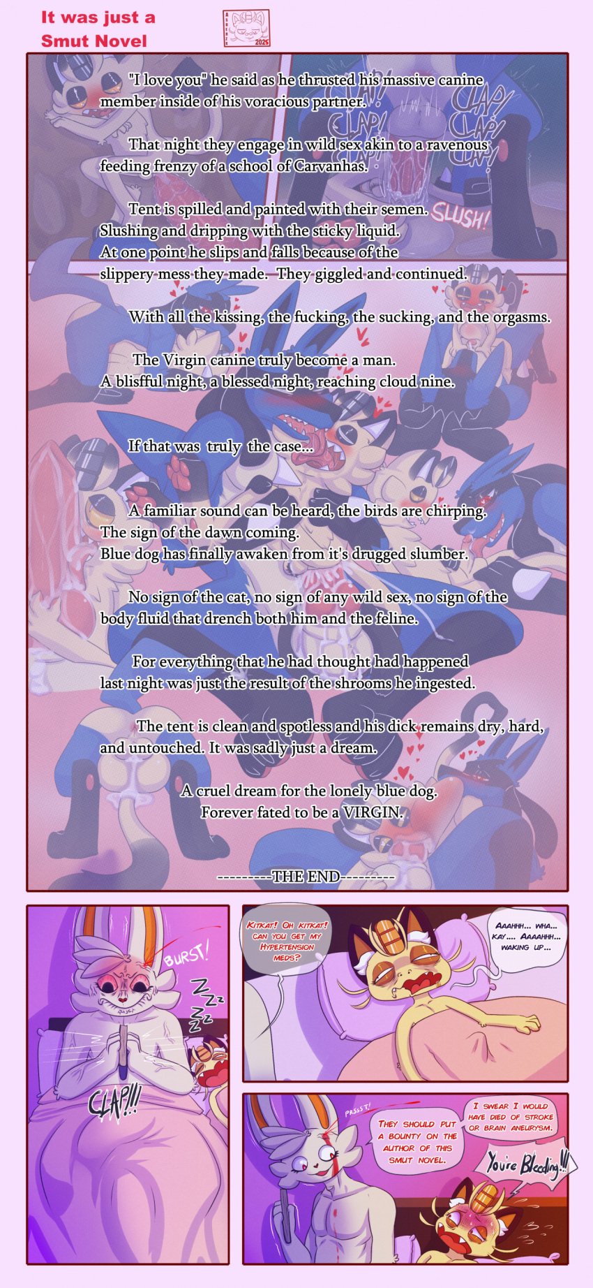 absurd_res anal asderzx blood blush bodily_fluids book cinderace comic cross-popping_vein cum dialogue duo emporio_candycorn_(asderzx) english_text erection feral galarian_form galarian_meowth gaspar_(asderzx) generation_1_pokemon generation_4_pokemon generation_8_pokemon genital_fluids hi_res lee_the_meowth_(asderzx) lucario male male/male meowth nintendo pokemon pokemon_(species) regional_form_(pokemon) sleeping sleeping_together sweet_(asderzx) text waking_up