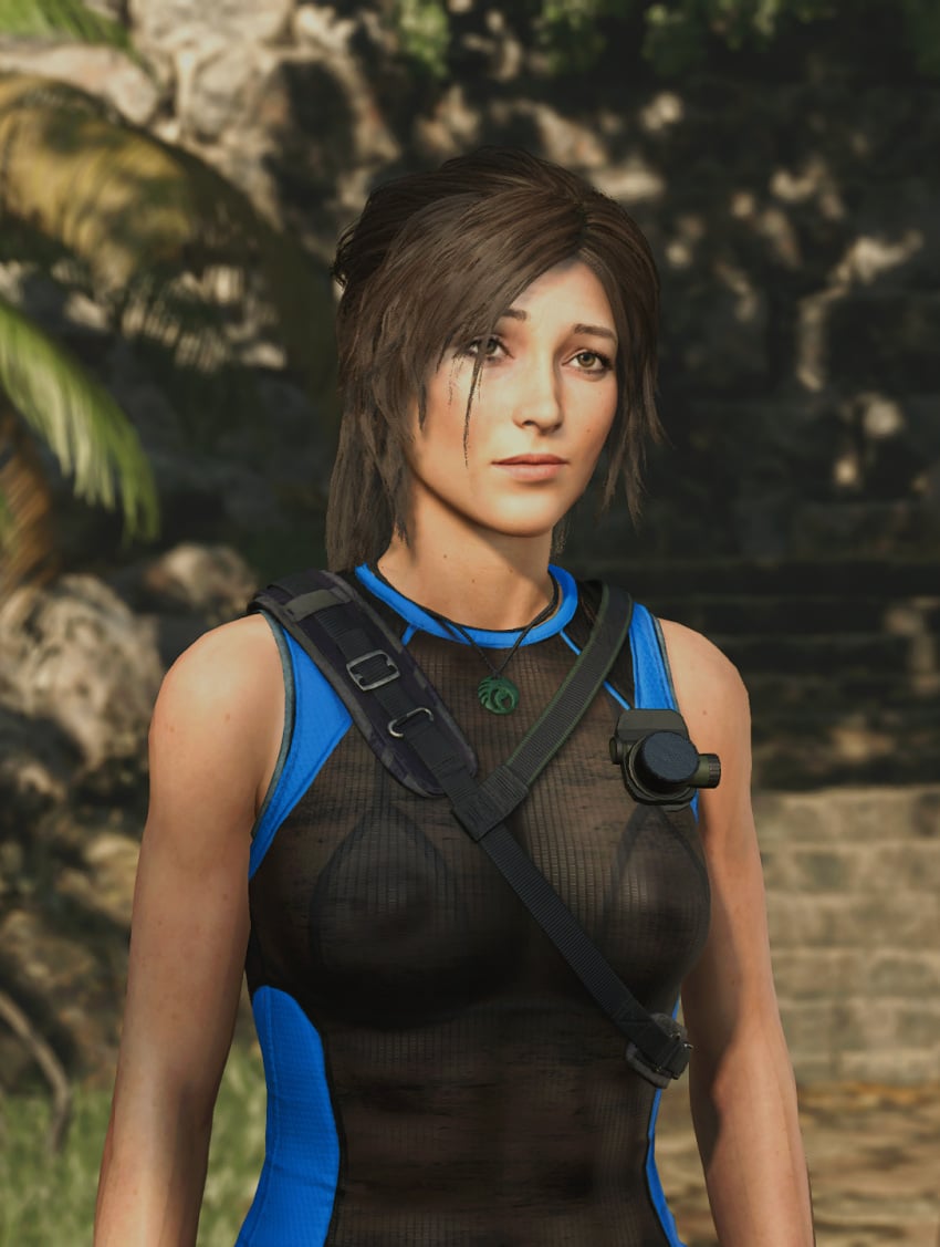 1girls 3d female game_screenshot lara_croft mod see-through see-through_top solo tomb_raider upper_body