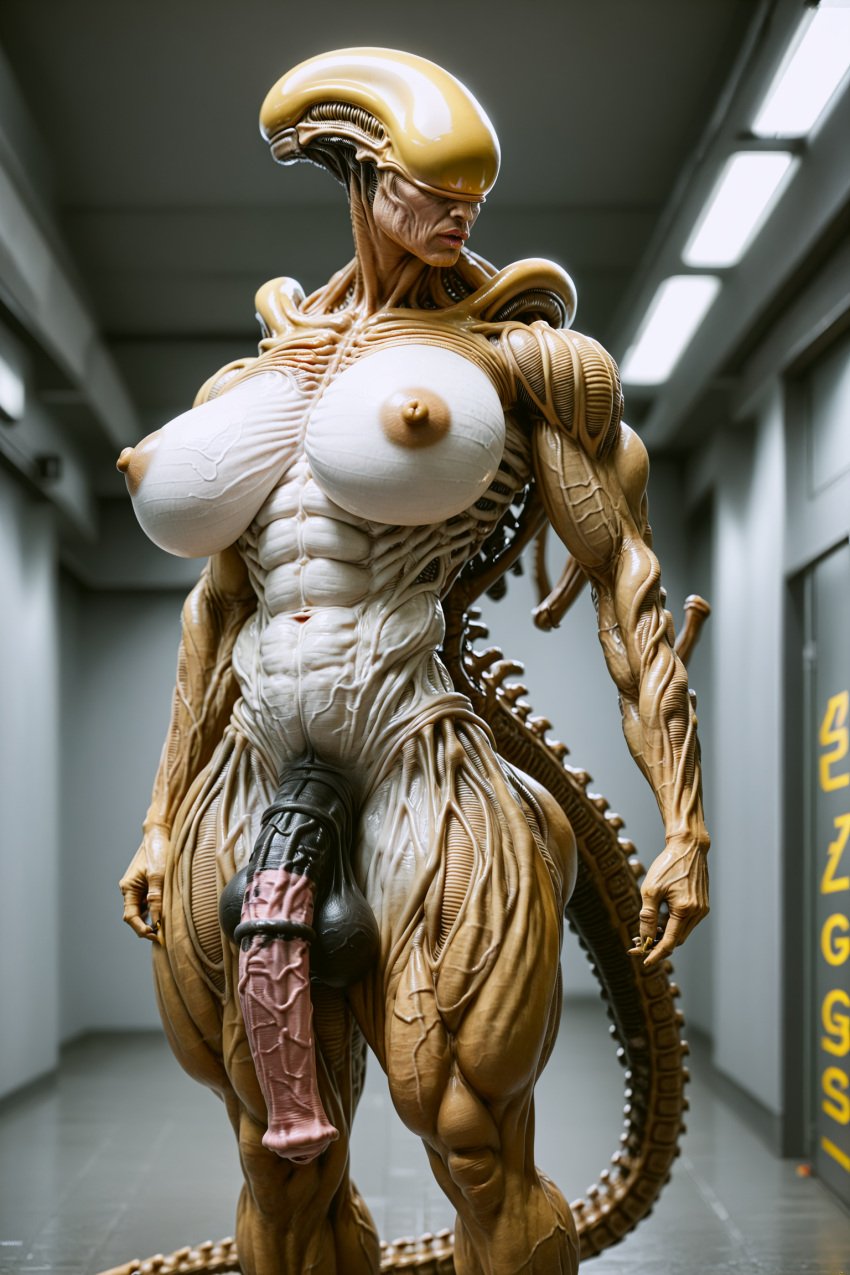ai_generated alien alien_(franchise) aliens balls big_ass big_breasts big_penis breasts craybray flaccid futanari giant_breasts horsecock intersex large_balls large_breasts large_testicles muscular muscular_futa muscular_futanari penis testicles veiny_penis xenomorph