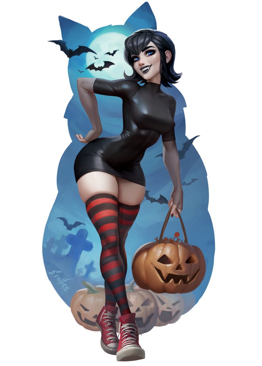 1girls candy converse evulart female halloween hotel_transylvania mavis_dracula shoes sneakers thighhighs