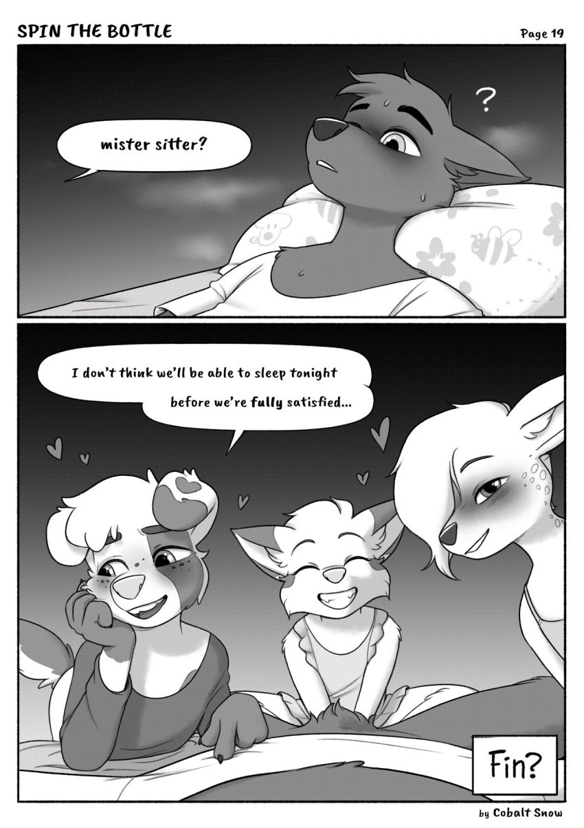 black_and_white cute deer deer_ears deer_girl female femboy furry furry_only girly male monochrome multiple_girls spin_the_bottle young