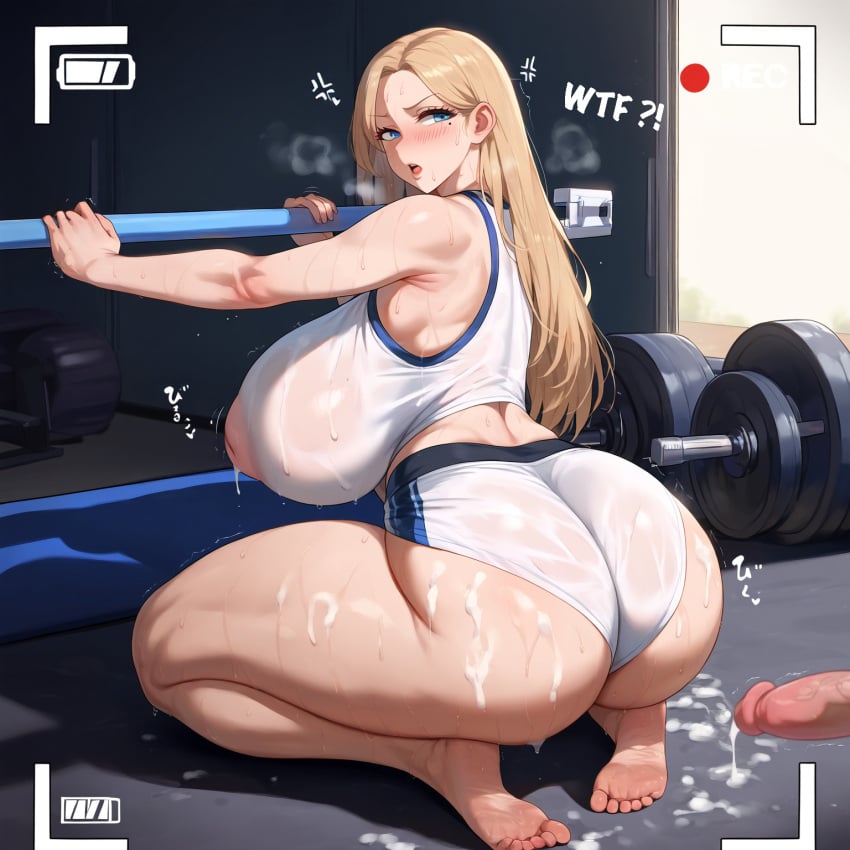 1girls ai_generated big_areola big_ass big_breasts big_nipples blonde_hair blue_eyes breasts chubby cum cum_on_breasts cumshot curvy exercise fat fat_ass female fuck_me_eyes gigantic_breasts gym gym_uniform hanging_breasts huge_ass huge_breasts inverted_nipples large_areolae large_ass large_breasts massive_ass massive_breasts mature_female milf missinga ntr plump recording