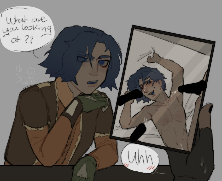 blue_eyes blue_hair camera_view caught cum dubious_consent ezra_bridger gangbang green_gloves kanan_jarrus kbh98 male_only oblivious orange_clothing phone photographic_proof star_wars star_wars_rebels