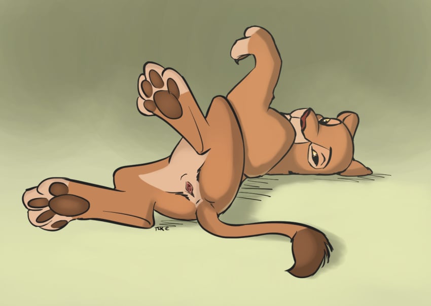 animal_genitalia animal_pussy anus colored_sketch disney felid feline_pussy female feral fur gaping gaping_pussy genitals hindpaw legs_up lion looking_at_viewer lying mammal nala nude pantherine pawpads paws pussy simple_background solo spread_legs spreading tan_body tan_fur the_lion_king tuke young