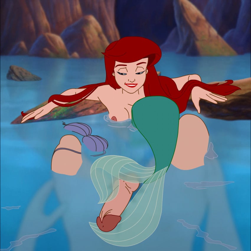 1:1 2d_animation animated ariel bikini blue_eyes breasts clothing disney disney_princess faceless_male female fin genitals hair human male male_pov mammal marine merfolk nipples nude penis red_hair rock rooler34 shell shell_bikini straight swimwear tail_job the_little_mermaid water