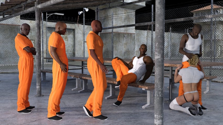 3d 3d_bald_black_dude 6boys dark-skinned_male dark_skin fellatio femboy gay girly high_heels human human_only interracial kneeling light-skinned_femboy light-skinned_male light_skin male male_only oral_sex pimp3d prison prison_sissy_white_boy prostitution smutnut waiting_for_turn waiting_in_line yaoi