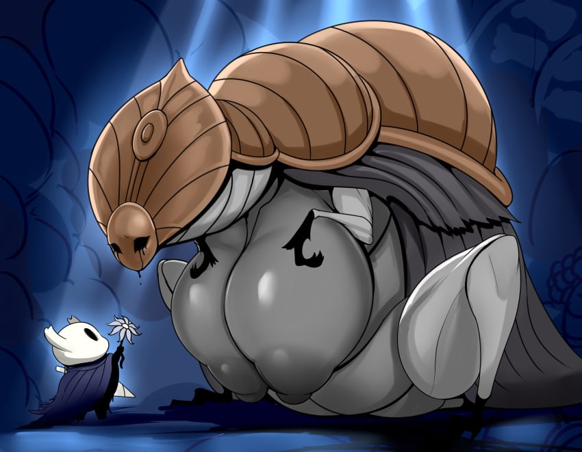 1boy 1boy1girl 1girls ber00 big_breasts breasts bug cute female flower godseeker hollow_knight huge_breasts insects large_breasts male nail nail_(weapon) protagonist_(hollow_knight) smaller_male tears tears_of_joy vessel_(species) weapon white_flower wholesome