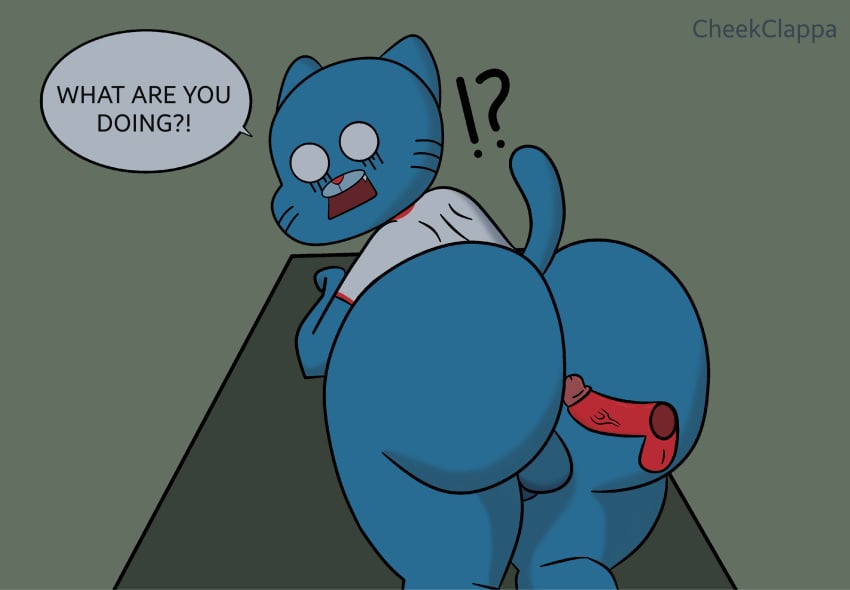 balls big_ass cartoon_network cat cheekclappa erection feline gay gumball_watterson hot_dog_guy huge_ass imobi penis saucekay the_amazing_world_of_gumball yaoi young