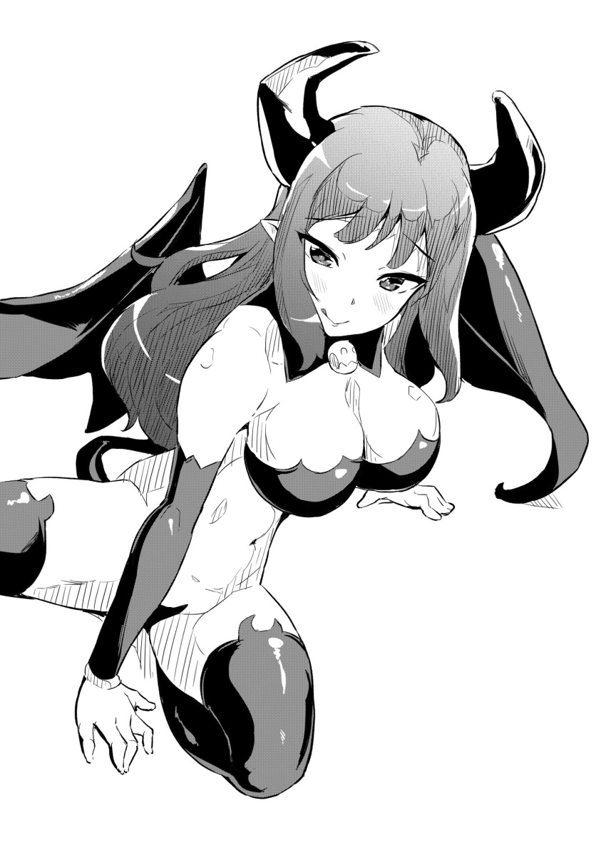 black_and_white bottomless bottomless_female breasts disgaea inago1919 large_breasts nippon_ichi_software succubus succubus_(disgaea) succubus_horns succubus_tail succubus_wings thick_thighs thighs