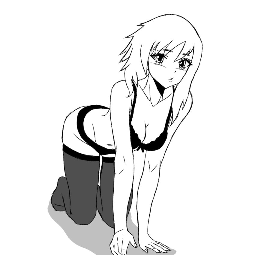 anime_style black_and_white bra line_art naruto naruto_shippuden panties uzumaki_karin