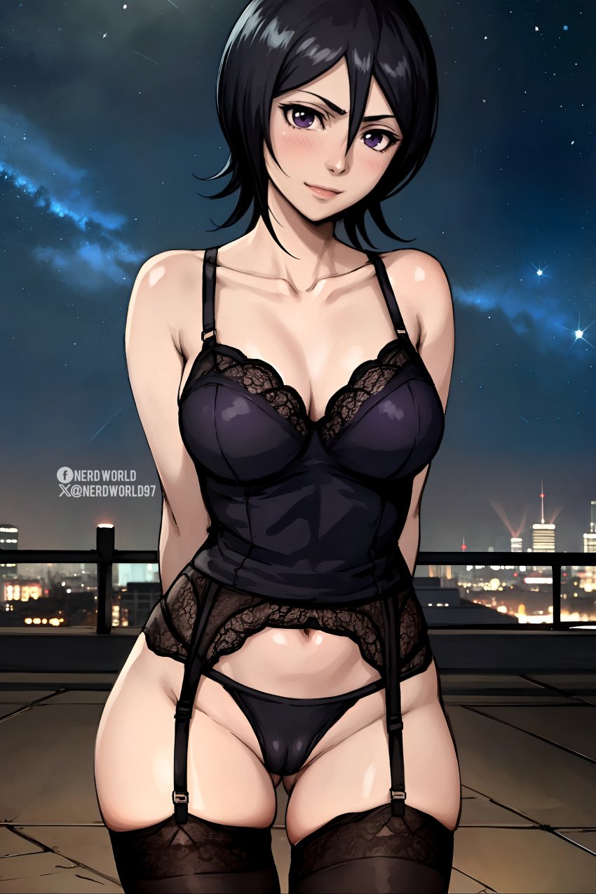 ai_generated bleach bleach:_the_thousand-year_blood_war kuchiki_rukia lingerie nerdworld97 small_breasts