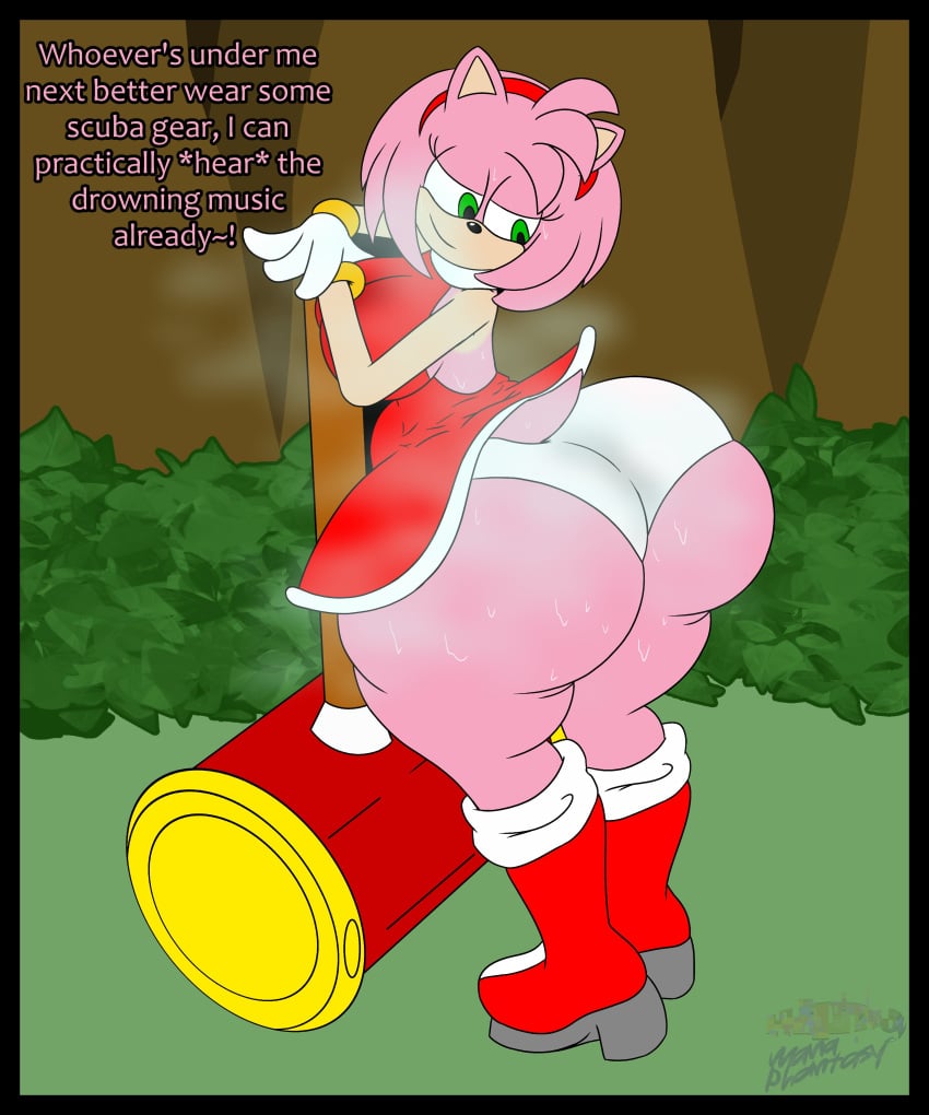 1girls amy_rose ass big_ass big_butt bubble_ass bubble_butt huge_ass huge_butt lewdmanaphantasy musky panties sega sonic_(series) sonic_the_hedgehog_(series) sweaty text thick_thighs upskirt